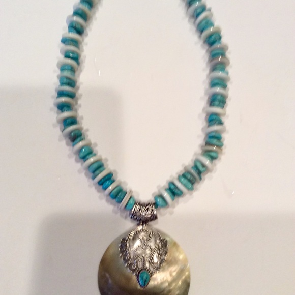 Silver and turquoise necklace - Picture 2 of 6